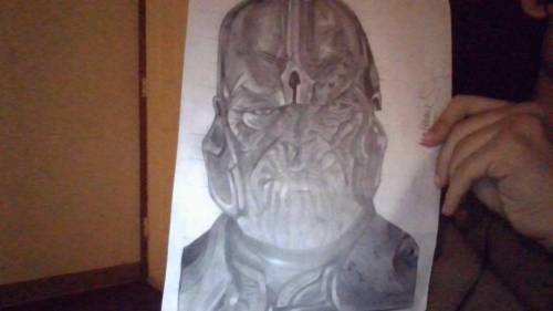 Guys im 15yrs old and a pro artist. here is my drawing of thanos!!!

i am almost done drawing a ti