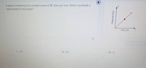 A plane is traveling at a constant speed of K miles per hour. Which coordinate is represented on th