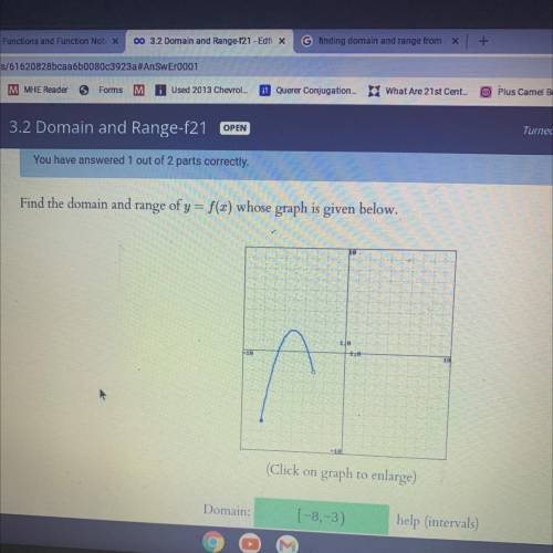 Find the domain and range of y= f() whose graph is given below.
(Click on graph to enlarge)