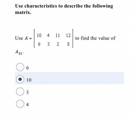 Use characteristics to describe the following matrix