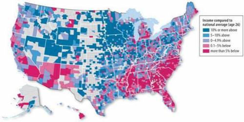 Use the map to answer the question.

This map indicates income patterns vary across the United Sta