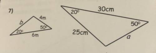 For each question, each pair of triangles are similar but not drawn to scale. Calculate any lettere