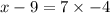 x - 9 = 7 \times  - 4