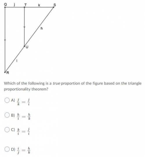 Which of the following is a true proportion of the figure based on the triangle proportionality the