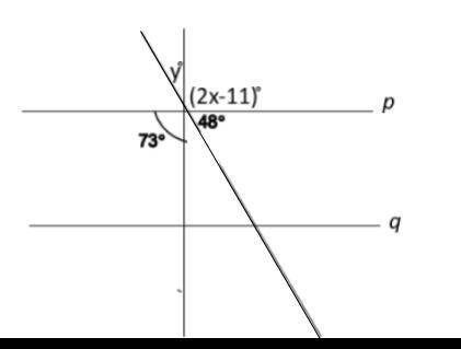 Could someone help? Need this done quickly..

In the diagram, line p is parallel to line q. 
What
