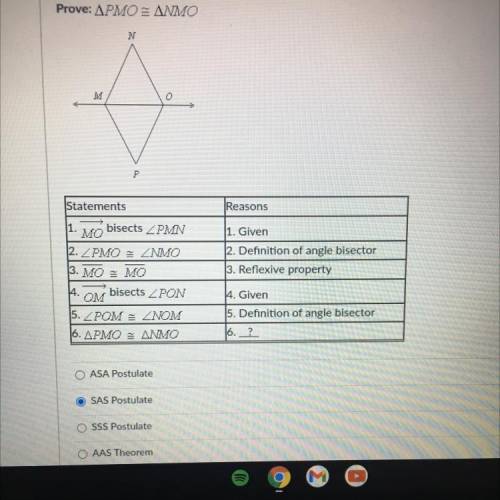 What is the missing reason in a two column proof?