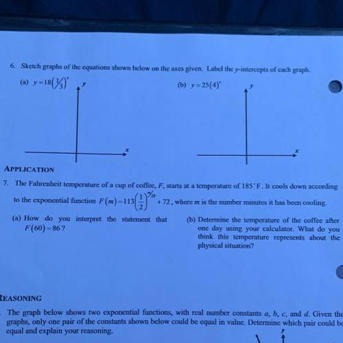 6. Sketch graphs of the equations shown below on the axes given. Label the y-intercepts of each gra