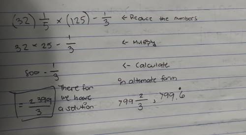(32)⅕×(125)-⅓ in simplified form