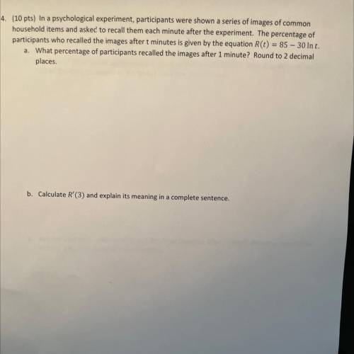 4. (10 pts) In a psychological experiment, participants were shown a series of images of common

h