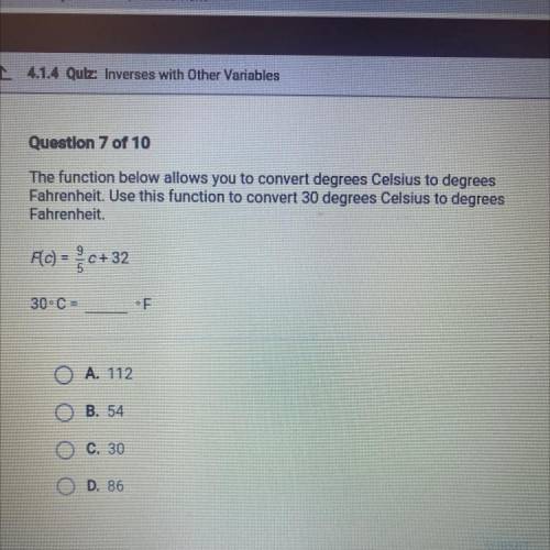 Can some one help I’m in the middle of a quiz?!

The function below allows you to convert degrees