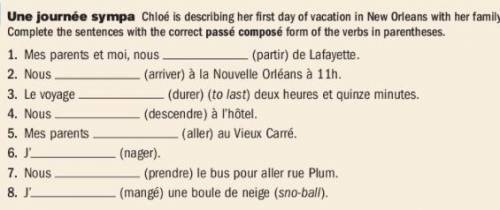 Une journée sympa Chloé is describing her first day of vacation in New Orleans with her family.

C