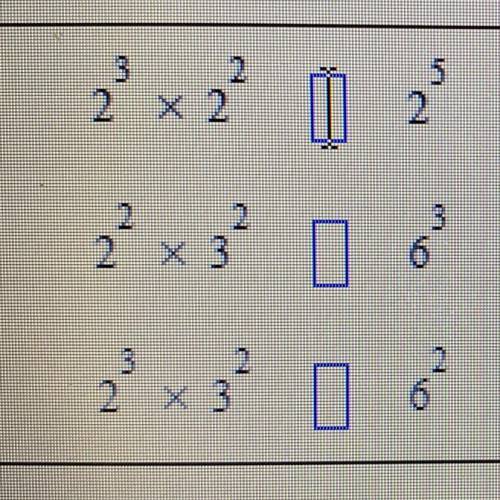 Ordering numbers with positive exponents
Order the expressions by choosing >, <, or = .