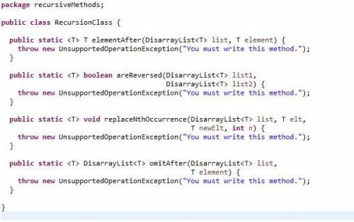 Most of question in images

2.1 static T elementAfter(DisarrayList list, T element)
This method sh