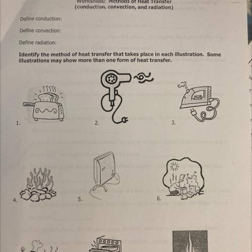 Identify the method of heat transfer that takes place in each illustration. Some illustrations may