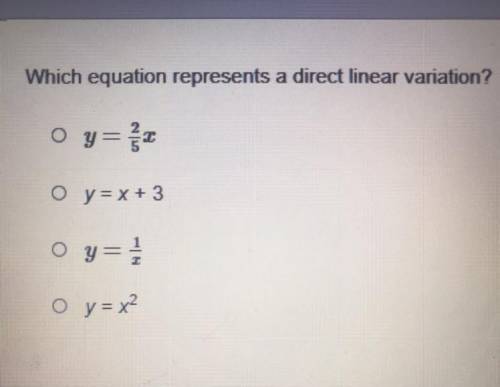 Which equation represents a direct linear variation?