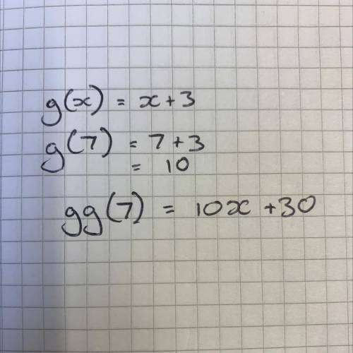 If f (x)=4x+1 and g(x)=x+3 find (g. g) (7)