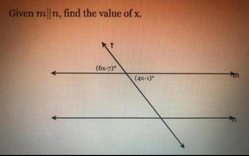 Value of x in the given figure