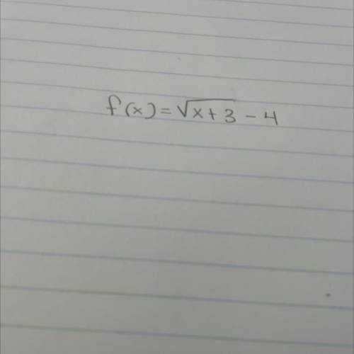 F(x)=√x+3-4
I need help
I did need 4 numbers that could go in x