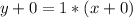 y+0=1*(x+0)