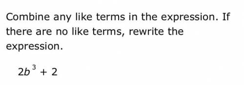 Combine any like terms in the expression. If there are no like terms, rewrite the expression.

2b