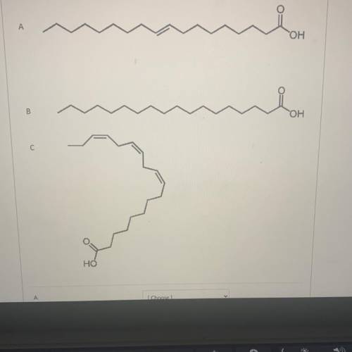 Please help

what are these structures
A
B
C
cis polyunsaturated fatty