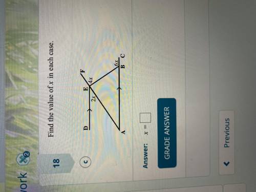 Find the value of x in each case: