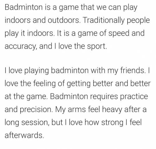 Essay on the game i like most batminton