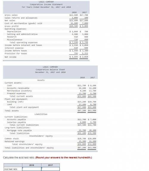 LOGIC COMPANY

Comparative Income Statement 
For Years Ended December 31, 2017 and 2018 
please se