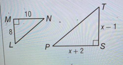 Find x =

I message my teacher she said the side are not equal to each other, they are proportiona