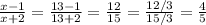 \frac{x -1}{x+2} =  \frac{13 - 1}{13 + 2} = \frac{12}{15} = \frac{12 / 3}{15 /3} = \frac{4}{5}
