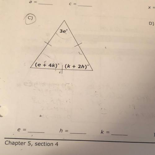 Solve for the variables and show work please