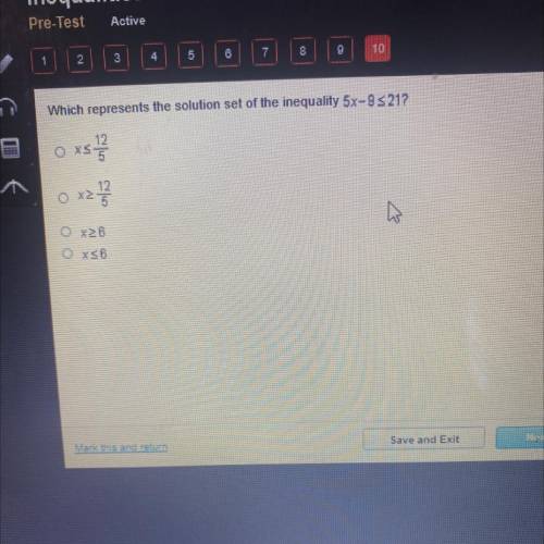 Which represents the solution set of the inequality 5x-93 212
E2020