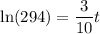 \ln(294) = \dfrac3{10}t