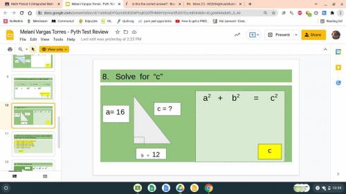 Is c the correct answer or?