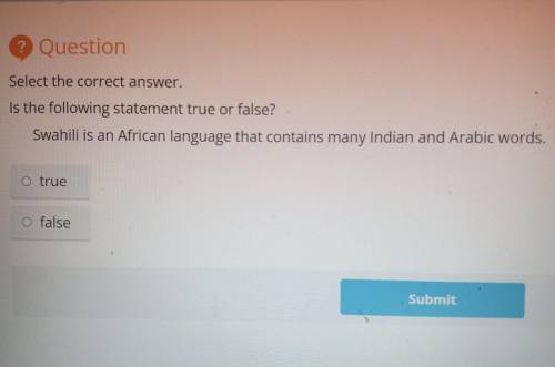 Select the correct answer. Is the following statement true or false? Swahili is an African language