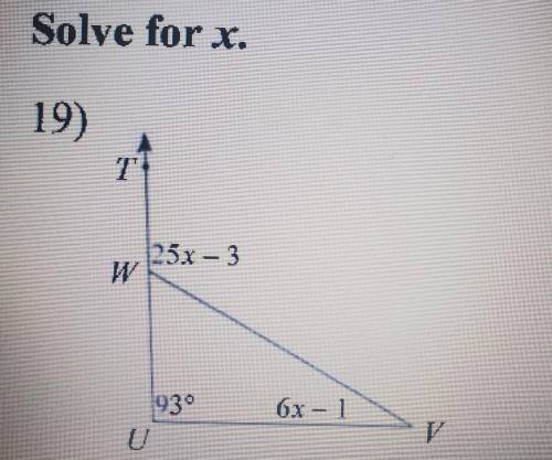 Picture 1: Find the measure of each angle indicated. Picture 2: Solve for x