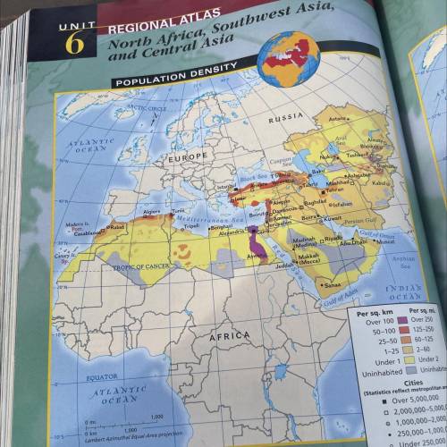 6. Location Study the population

density map on page 412. Where
are the largest concentrations of