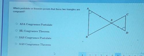 Which postulate or theorem proves that these two triangles are congruent