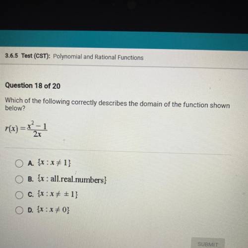 Which of the following correctly describes the domain of the function shown below?