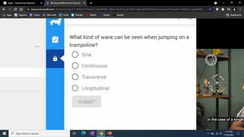 What kind of wave can be seen when jumping on a trampoline?