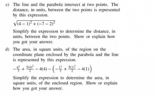 A-line and a parabola are graphed on a coordinate plane. The equation of the line and the equation