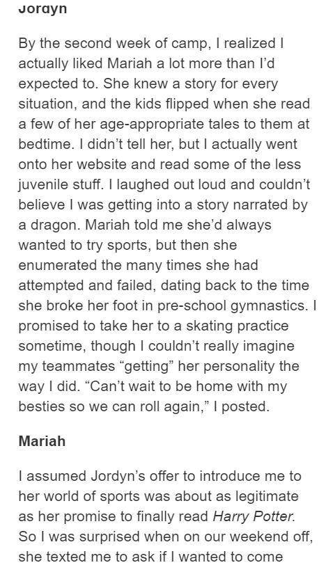 100 points

Part A
How do Jordyn and Mariah interact in the passage?
Mariah is a complex character