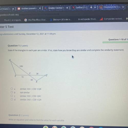 State if the triangles in each pair are similar. If so, state how you know

similar, SSS-; CDE-COR