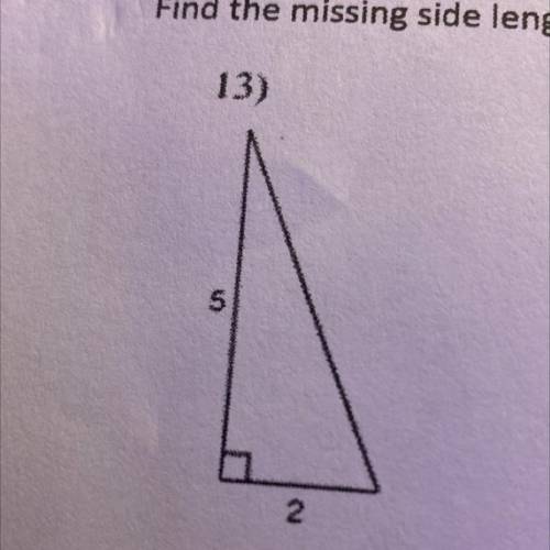 (Pythagorean theorem) find the missing side length. Round to the nearest hundredth (show steps)