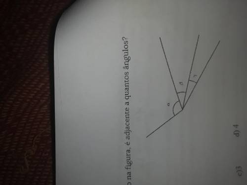5) O ângulo a, indicado na figura,é adjacente a quantos ângulos 
a)1 b)2 c)3 d)4