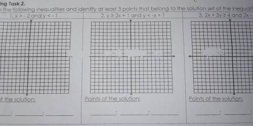 Graph the following inequalities and identify at least 3 points that belong to the solution set of