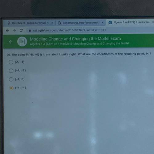 The point M -(6,-4) is translated 2 units right m, what are the coordinates of the resulting point