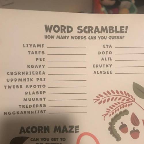 Help me unscramble for thanksgiving cash please