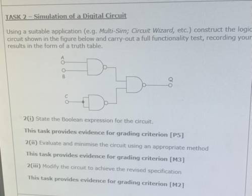 1. State the Boolean expression for the circuit.

2. Evaluate and minimise the circuit using an ap