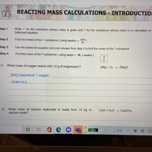 What mass of oxygen reacts with 12g of magnesium?